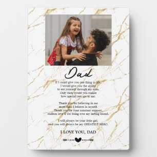 Plaque Photo Un message d'amour pour papa Marbre d'or