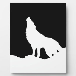 Plaque Photo Unique Black & White Pop Art Wolf Silhouette
