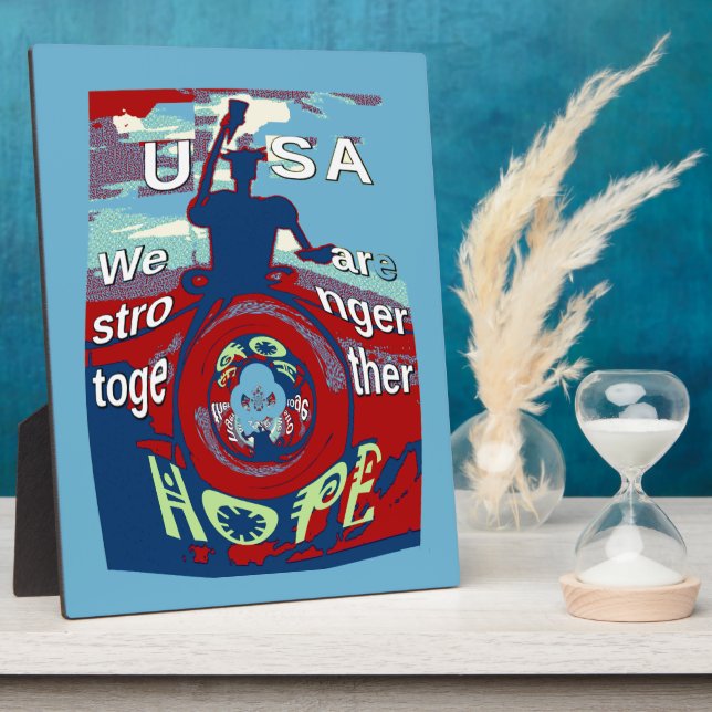 Plaque Photo United in Hope : Stronger Together - USA Art Print (Côté)
