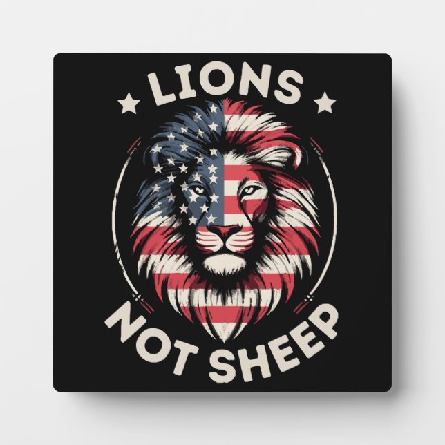 PLAQUE PHOTO USA FLAG, LIONS NON SHEEP (Devant)