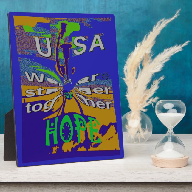 Plaque Photo USA Hope Message Art (Côté)