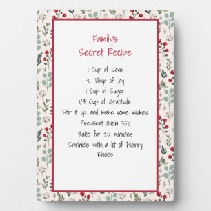 Plaque Photo Vacances de conservation de recettes familiales
