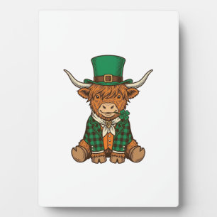Plaque Photo Vache des Highlands mignonne trèfle irlandais conc