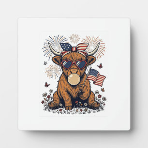 Plaque Photo Vache écossaise patriotique Bubblegum Gravure vint