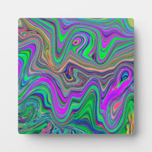 Plaque Photo Vagues vertes et violettes de chaux Trippy de coul