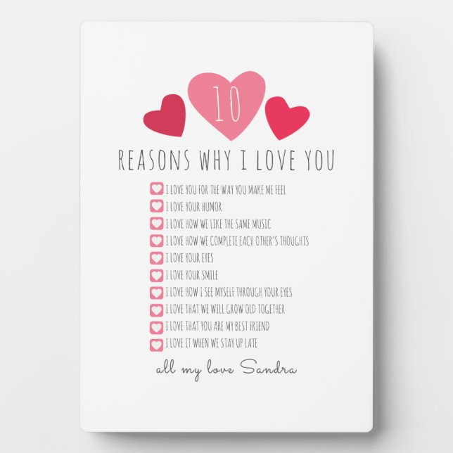 Plaque Photo valentines uniques raisons d'anniversaire Je vous  (Devant)