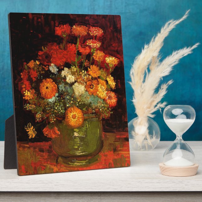 Plaque Photo Van Gogh - Bowl avec Zinnias (Côté)