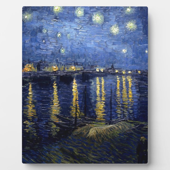 Plaque Photo Van Gogh Nuit étoilée sur Rhône (Devant)