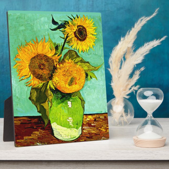 Plaque Photo Van Gogh - Trois tournesols (Côté)