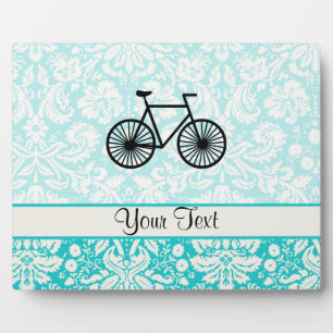 Plaque Photo Vélo Damask Pattern ; Turquoise