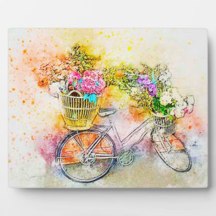 Plaque Photo Vélo et fleurs