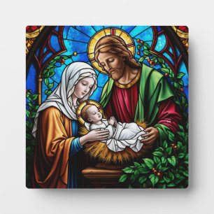 Plaque Photo Verre vitrail de famille Holly
