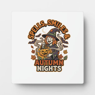 Plaque Photo Vibes de sorcière de citrouille d'Halloween