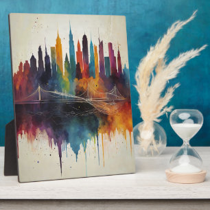 Plaque Photo Vibrant Abstrait Skyline Cityscape Art