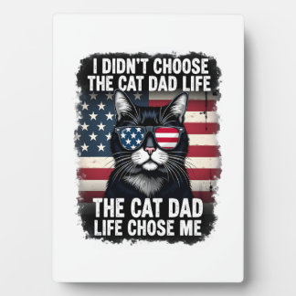Plaque Photo Vintage American Flag Cat Dad Father's Day Kitten 