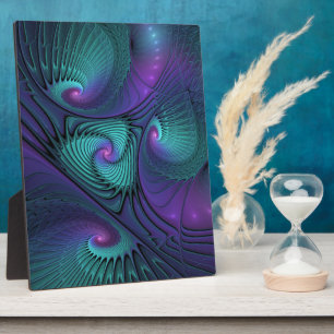 Plaque Photo Violet rencontre Turquoise moderne art fractal abs