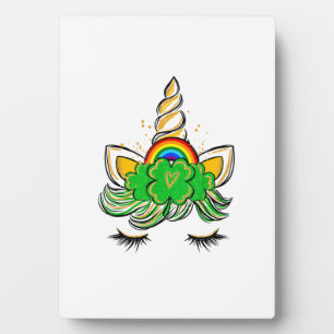 Plaque Photo Visage de Licorne St Patrick's Day Irlandaises Fil