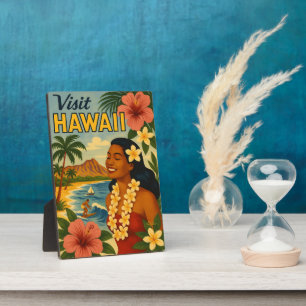 Plaque Photo Visite Hawaii Tourisme Art Mid Century
