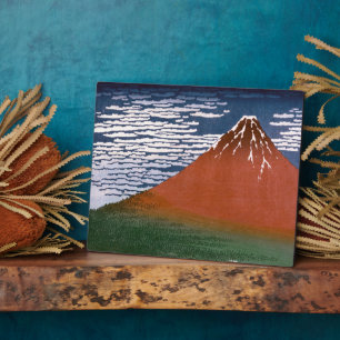 Plaque Photo Volcan Fuji Rouge "Fujiyama" en bois japonais