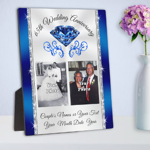 Plaque Photo Votre 65e anniversaire de Mariage 1, 2 PHOTOS Prés