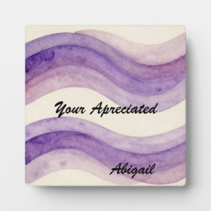 Plaque Photo Votre Nom Ondulé Violet Aquarelle Rétro Apprécié