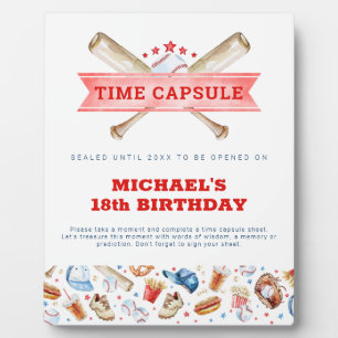 Plaque Photo Voyage de baseball 1er anniversaire heure Capsule