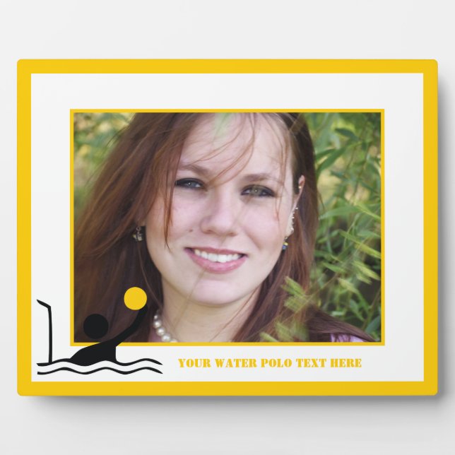 Plaque Photo Water polo player black silhouette custom (Devant)