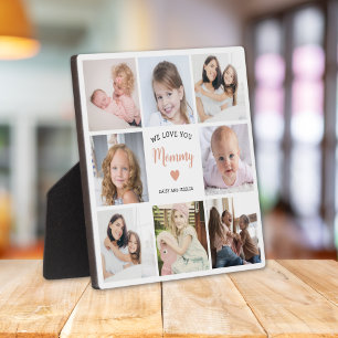 Plaque Photo We Love You Mommy 8 Photo Collage Pink Heart