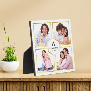 Plaque Photo White and Gold 4 Photos Family Photo Collage