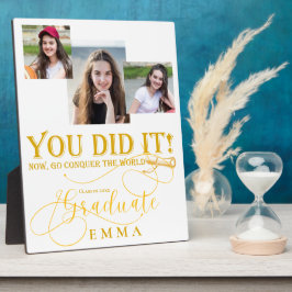 Plaque Photo White Gold Graduation Multi Photo Keepsaké cadeau