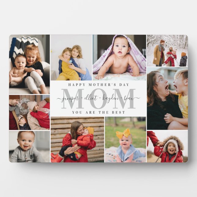 Plaque Photo White Grey Best Mother's Day Photo Collage (Devant)