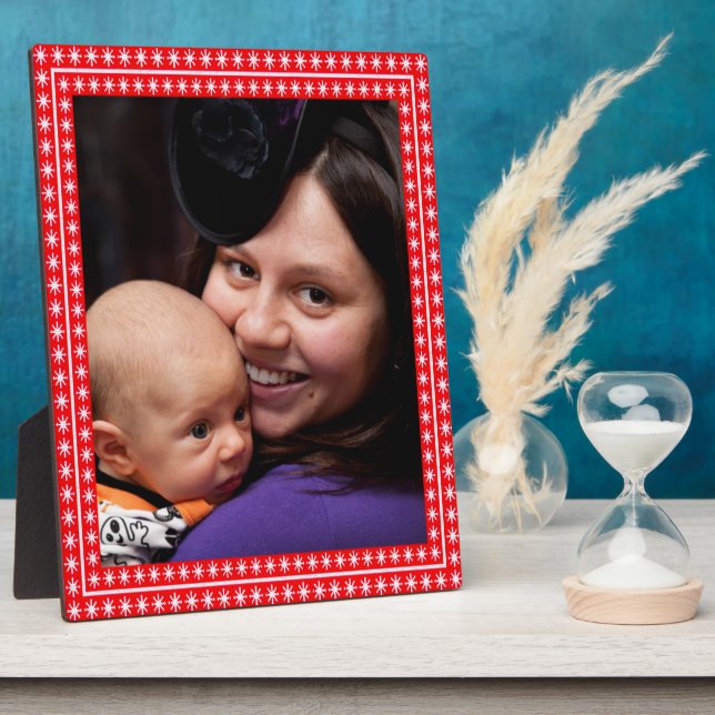 Plaque Photo White Stars Red Frame Image Votre Photo (Côté)