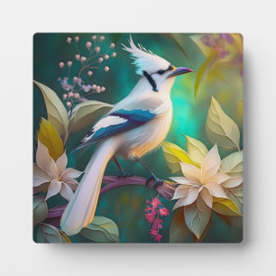 Plaque Photo White Tufé Turquoise Wing Jay Imaginaire Bird