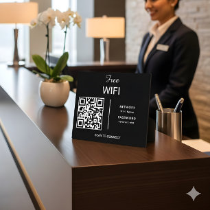 Plaque Photo Wifi Network QR Code Scan pour connecter le Noir m