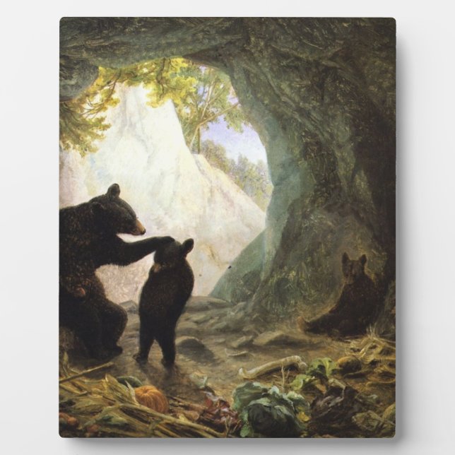 Plaque Photo William Holbrook Beard Bear And Cubs 1864 (Devant)