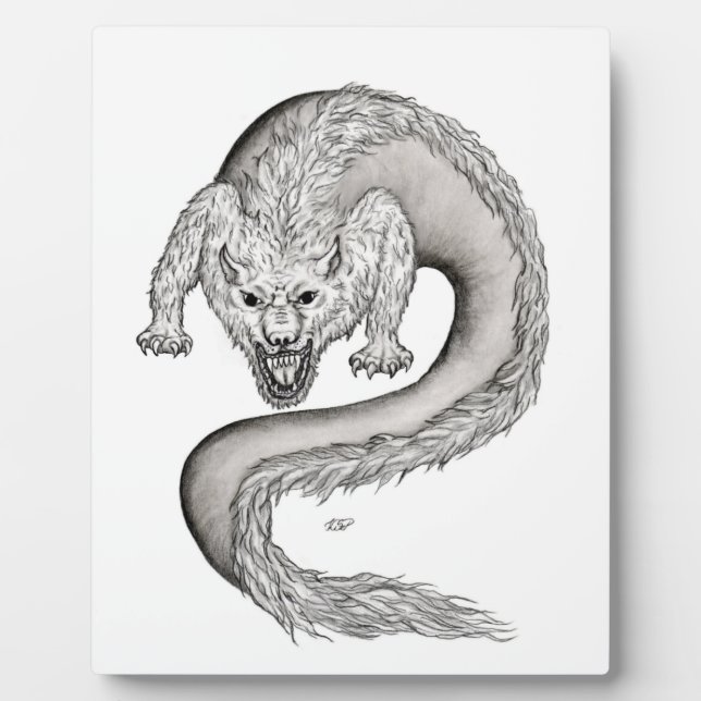 Plaque Photo Wolfdragon design noir et blanc (Devant)