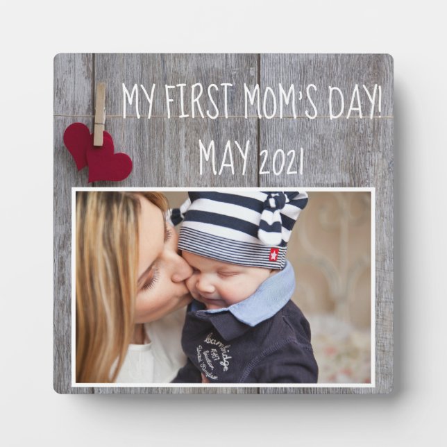 Plaque photo Wood My First Mom's Day avec Easel (Devant)