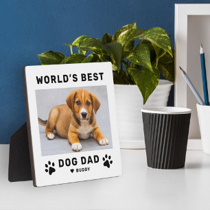 Plaque Photo World Best Chien Papa Carré blanc Photo personnali