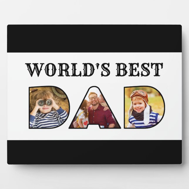Plaque Photo World Best Papa Citation Photo Collage Fête des pè (Devant)