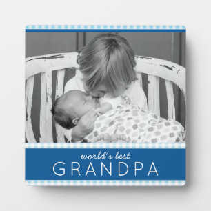 Plaque Photo World's Best Grandpa Plaid Personalized Photo