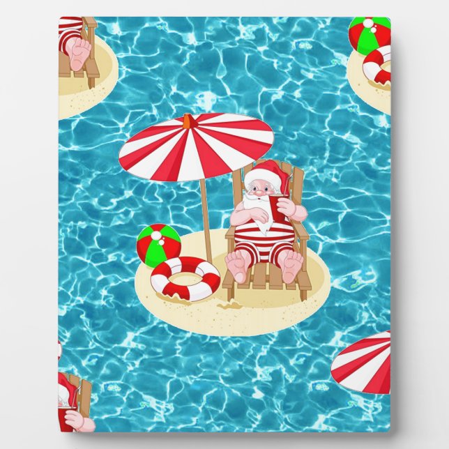 Plaque Photo xmas beach santa claus (Devant)