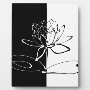 Plaque Photo Yin Yang Black Lotus Blossom