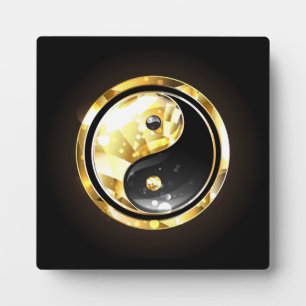 Plaque Photo Yin Yang or sur noir