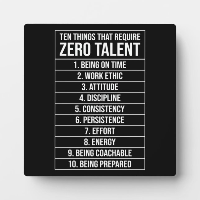 Plaque Photo Zéro Talent requis - Motivation du succès (Devant)