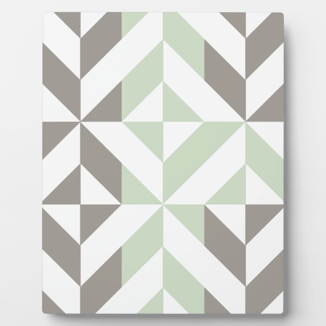 Plaque Photo ZigZag géométrique Sage Green et Silver (Devant)