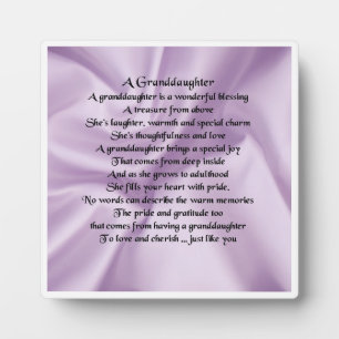 Plaque Poem Grandgirl - Lilac Silk Design