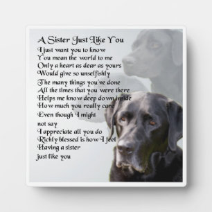 Plaque Poem Soeur - Black Labrador Design