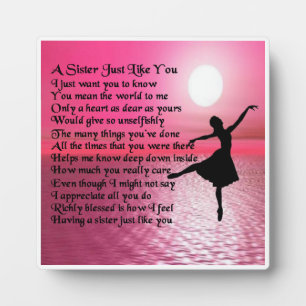 Plaque Poem Soeur - Design Ballerina