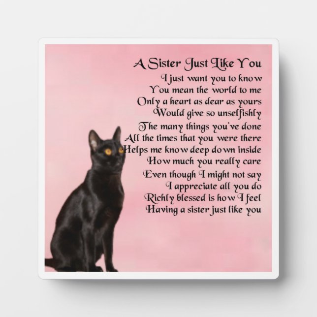 Plaque Poem Soeur - Design Chat Noir (Devant)