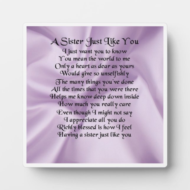 Plaque Poem Soeur - Lilac Conception Soie (Devant)